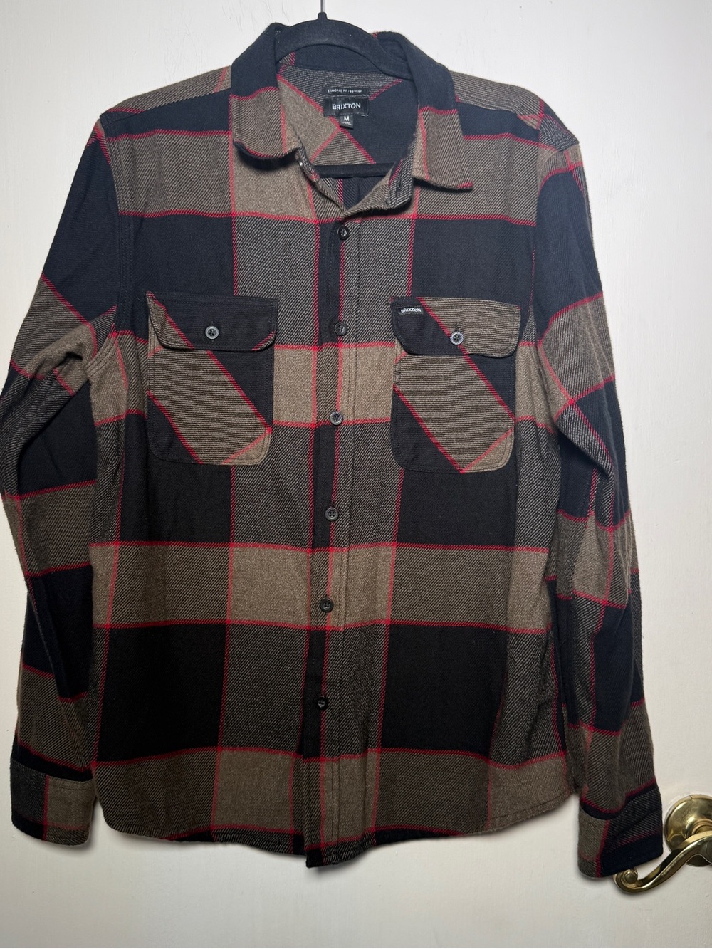 Brixton Men’s Black & Brown Plaid Button-Up Shirt Jacket Medium